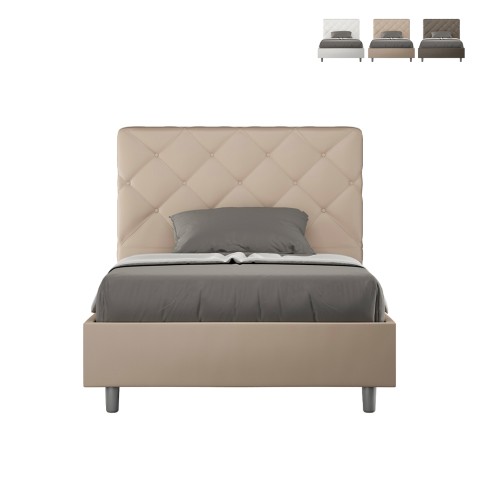Cama dupla estofada francesa 140x200 arrumação moderna Priya F Promoção