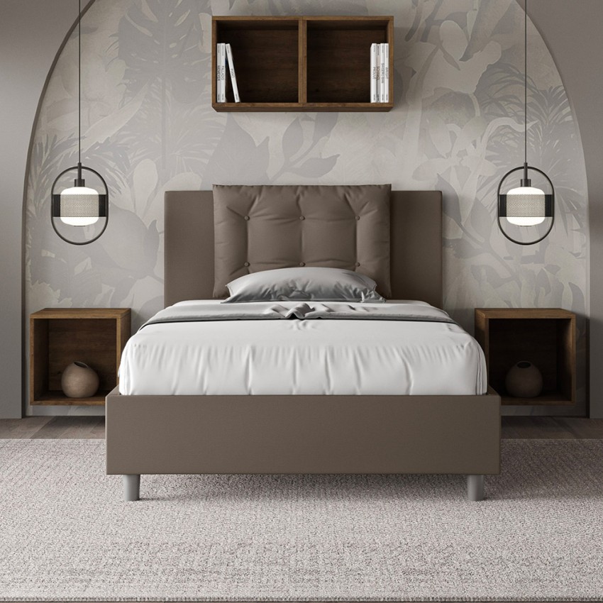 Cama de solteiro e meia francesa com armazenamento 120x200 estofada Annalisa P1 - Medidas Cama de solteiro e meia francesa com armazenamento 120x200 estofada Annalisa P1 - Medidas