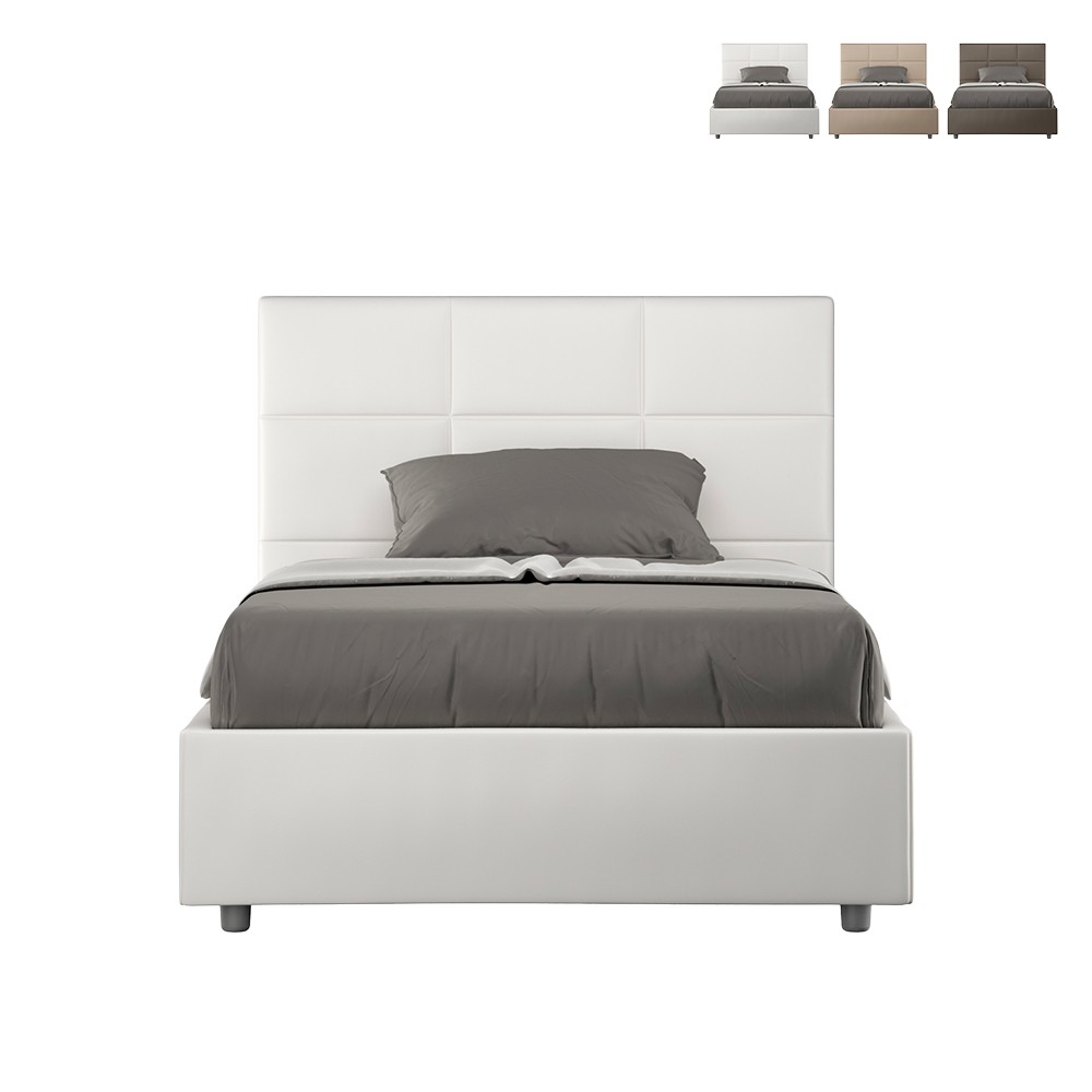 Cama de Casal Dupla Moderna Elegante Couro Alta-Qualidade 140x200 Mika F