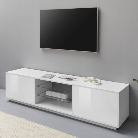 Design moderno stand TV sala de estar branca 180cm Dover Promoção