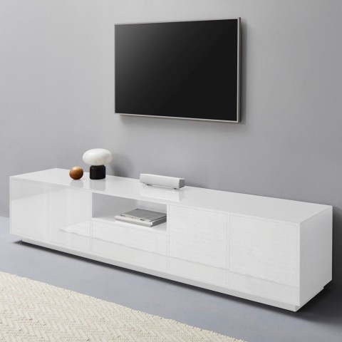 Armário de tv 220cm sala de estar design moderno branco Aston