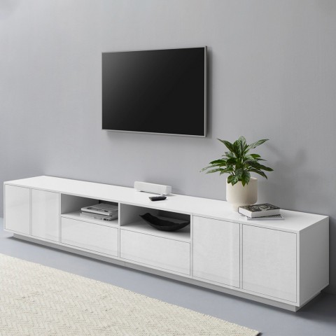 Armário de tv 260 cm design moderno branco sala de estar Breid