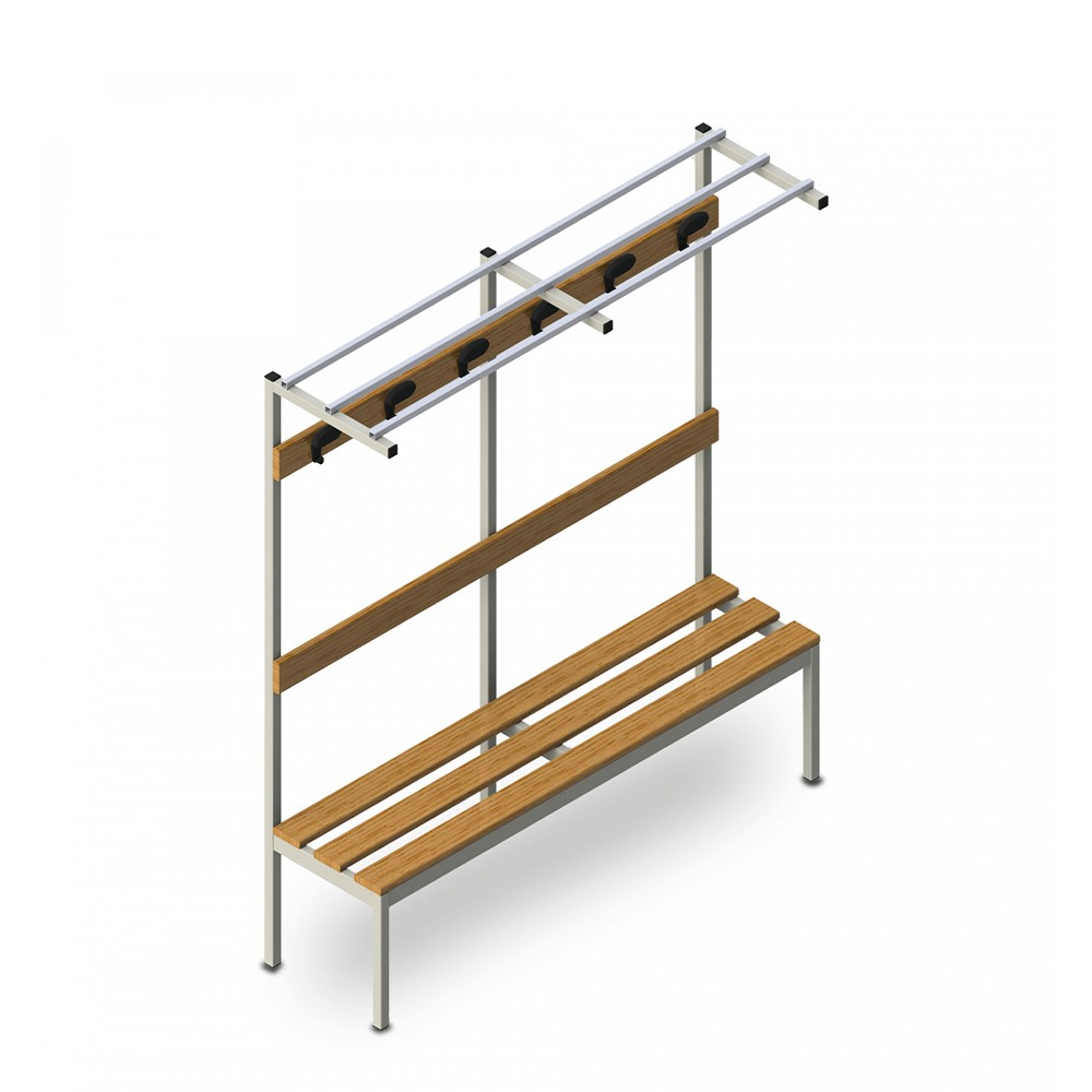 Bancada Bancos para Balneários 150x39x184cm Cabides M superior