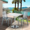 Conjunto de mesa quadrada branca c/2 Cadeiras Transparentes 70x70 Titanium Oferta