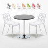 Mesa Redonda Preta com 2 Cadeiras 70x70cm Cosmopolitan Oferta