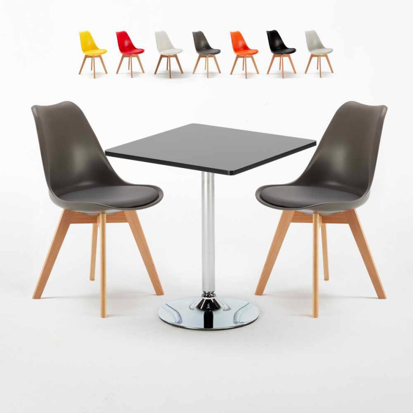 Mesa Quadrada Preta com 2 Cadeiras para Interior 70x70cm Nordica Mojito Catálogo Mesa Quadrada Preta com 2 Cadeiras para Interior 70x70cm Nordica Mojito Catálogo