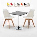 Mesa Quadrada Preta com 2 Cadeiras para Interior 70x70cm Nordica Mojito Oferta