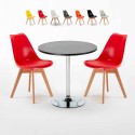 Mesa Redonda Preta com  2 Cadeiras p/Uso Interior 70x70cm Nordica Cosmopolitan Estoque