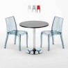 Mesa Redonda de Café Preta c/2 Cadeiras Transparentes Sala 70x70 Gold Oferta