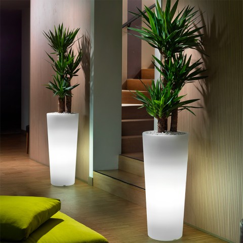 Vaso redondo alto brilhante RGB LED suporte para vaso de terraço de jardim Genesis