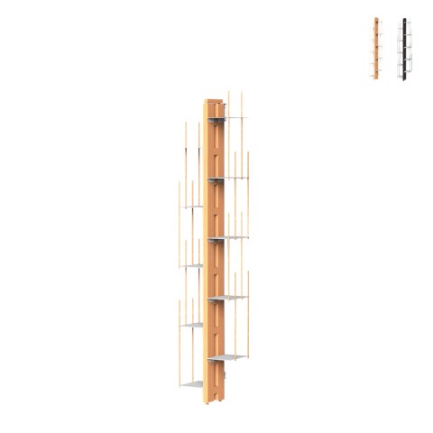Estante de parede vertical h150cm em madeira 10 prateleiras Zia Veronica WMH
