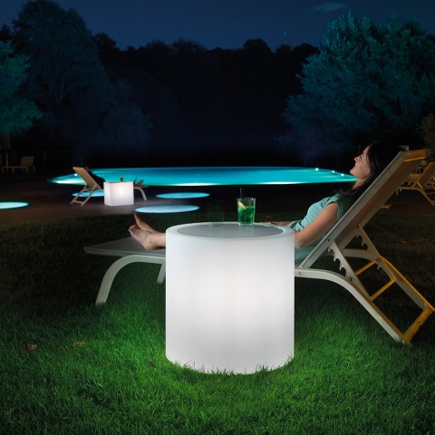 Mesa de centro iluminada ao ar livre com 55cm de profundidade para piscina em bar Promoção