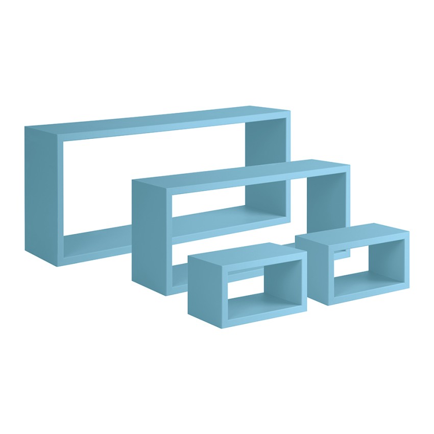 Conjunto de 4 Prateleiras de Parede Cubo Moderna Retangular Merlin Custo