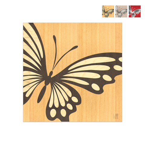 Quadro Pintura de Madeira Moderna 75x75cm Butterfly Promoção