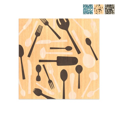 Quadro Pintura Decorativa de Madeira Decorativa de Cozinha à Mão 75x75cm Kitchentools Promoção