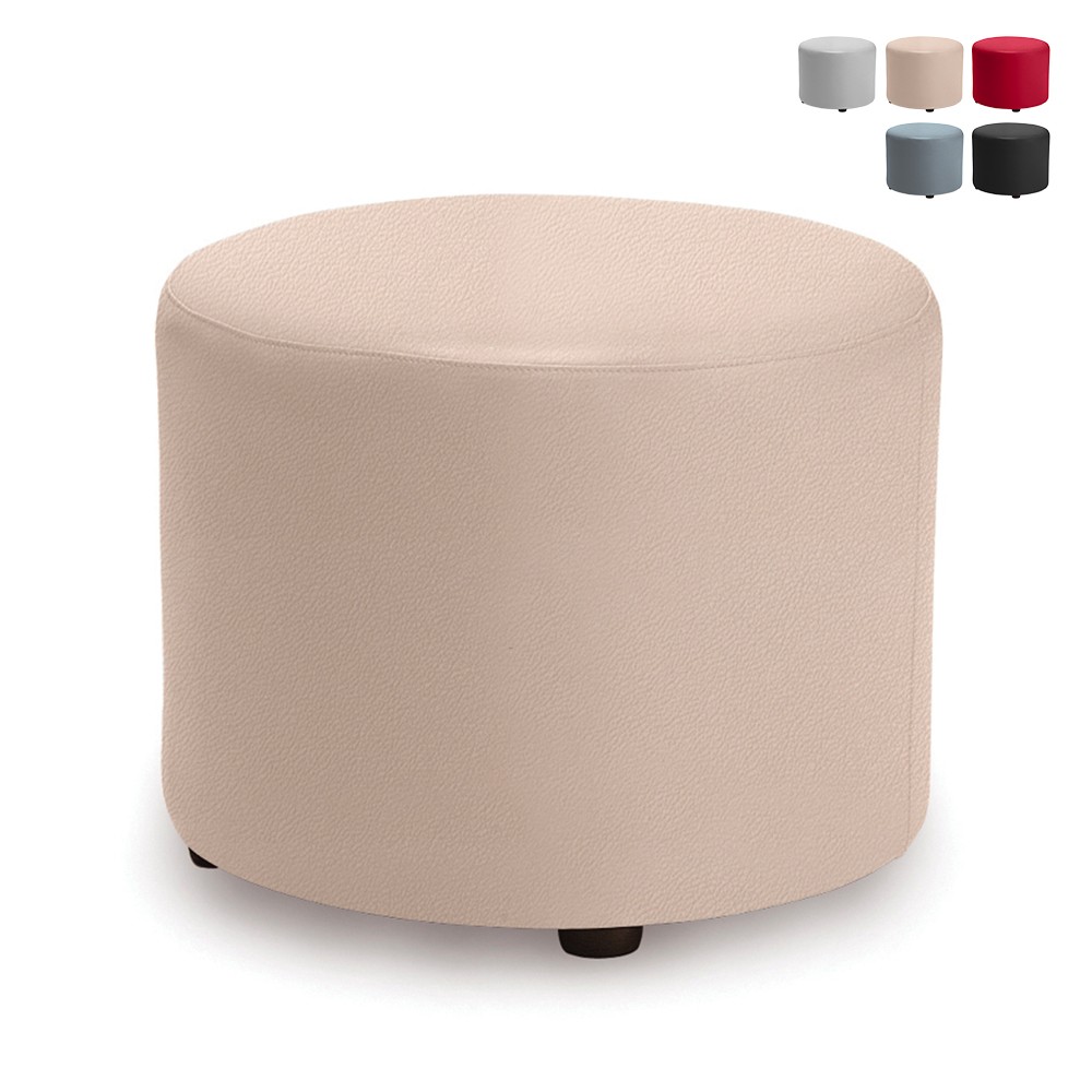 Pufe Puff Poufe Banco em Pele Cilindro Moderno Elegante Ø 50cm Loja Quarto Sala