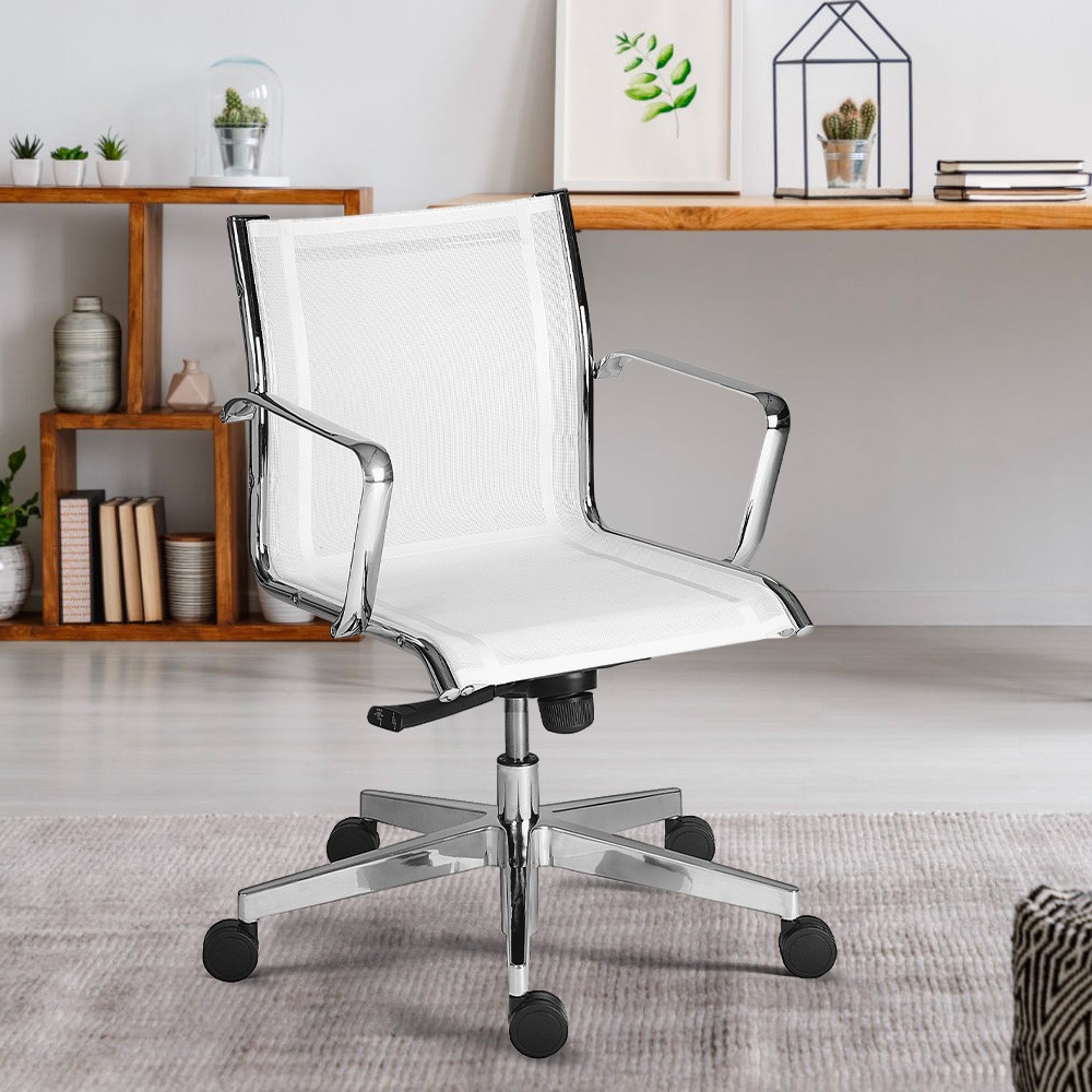 Cadeira Escritório Baixa Respirável Ergonómica Branca Stylo LWT