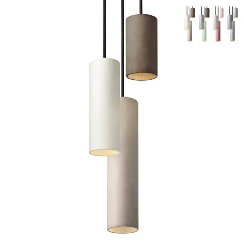 Lâmpada pendente moderna 3 luzes design de cilindro de cozinha Cromia