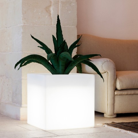 Vaso de Plantas Iluminado LED Luzes Iluminação Flores Interior Decoração Ellenico Promoção