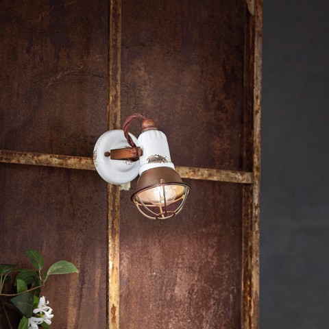 Aplique ferro e cerâmica luminária de parede design industrial vintage Loft AP
