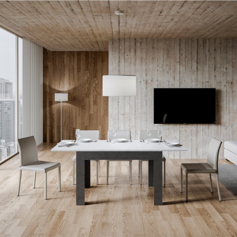 Mesa de jantar extensível 90x120-180cm branco cinza Bibi Mix AB