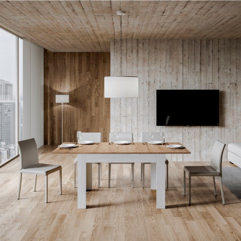 Mesa de cozinha extensível 90x120-180cm madeira brancaa Bibi Mix BQ
