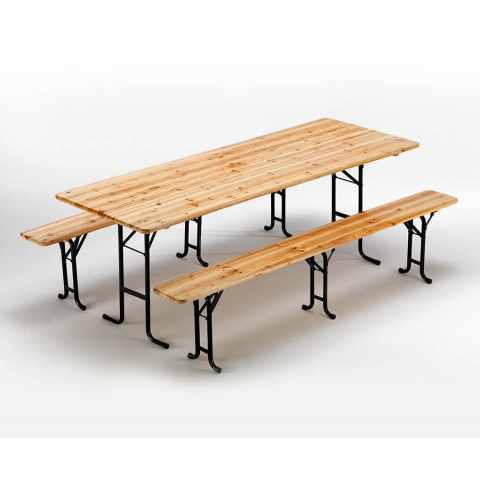 10 Conjuntos de mesa e bancos em pinho 220x80