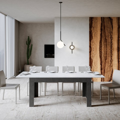 Mesa de jantar extensível 90x160-220cm branco cinza Bibi Mix AB