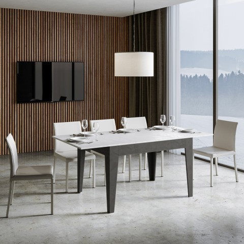 Mesa Branca Moderna Elegante Cinzenta Branco 90x120-180cm Sala de Jantar Cico Mix AB Promoção