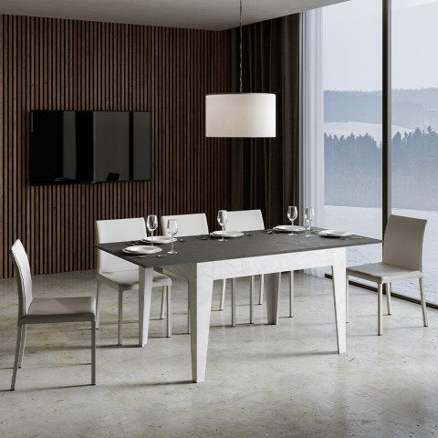 Mesa de jantar extensível 90x120-180cm cinza branco Cico Mix BA