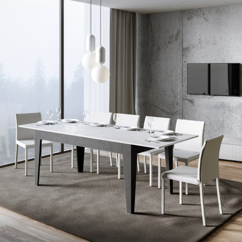 Mesa de jantar extensível 90x160-220cm branco cinza Cico Mix AB