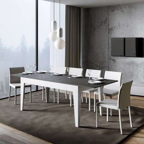 Mesa de jantar extensível 90x160-220cm cinza branco Cico Mix BA