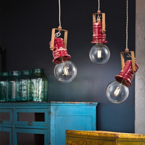 Candeeiro suspenso design vintage industrial ferro e cerâmica Urban SO
