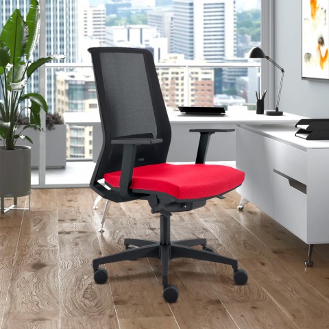 Cadeira de escritório ergonómica com design de malha respirável vermelha Blow R Promoção