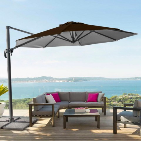 Guarda-chuva de jardim em alumínio com mastro descentralizado para casa e instalações 3x3m Paradise Brown