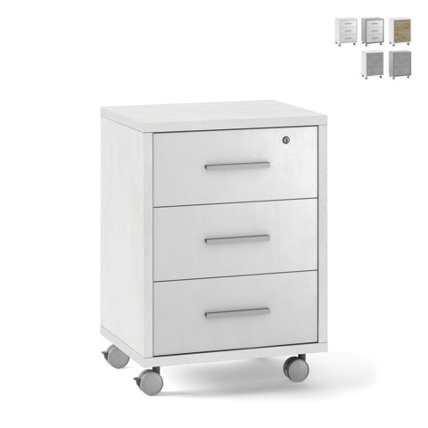 Armário 3 gavetas rodízios de chave de escritório design moderno Rot Promoção