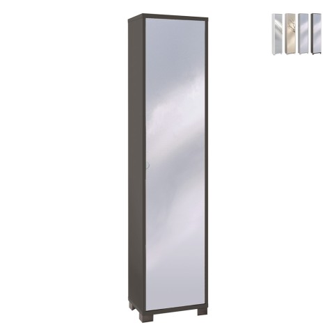 Armário de coluna de armazenamento de porta de espelho com 4 prateleiras ajustáveis Beck