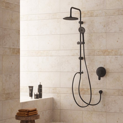 Coluna de chuveiro de aço preto 4 jatos chuveiro de mão design moderno Mamba
