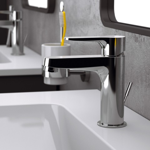 Misturador de lavatório cromado design moderno Aurora Promoção