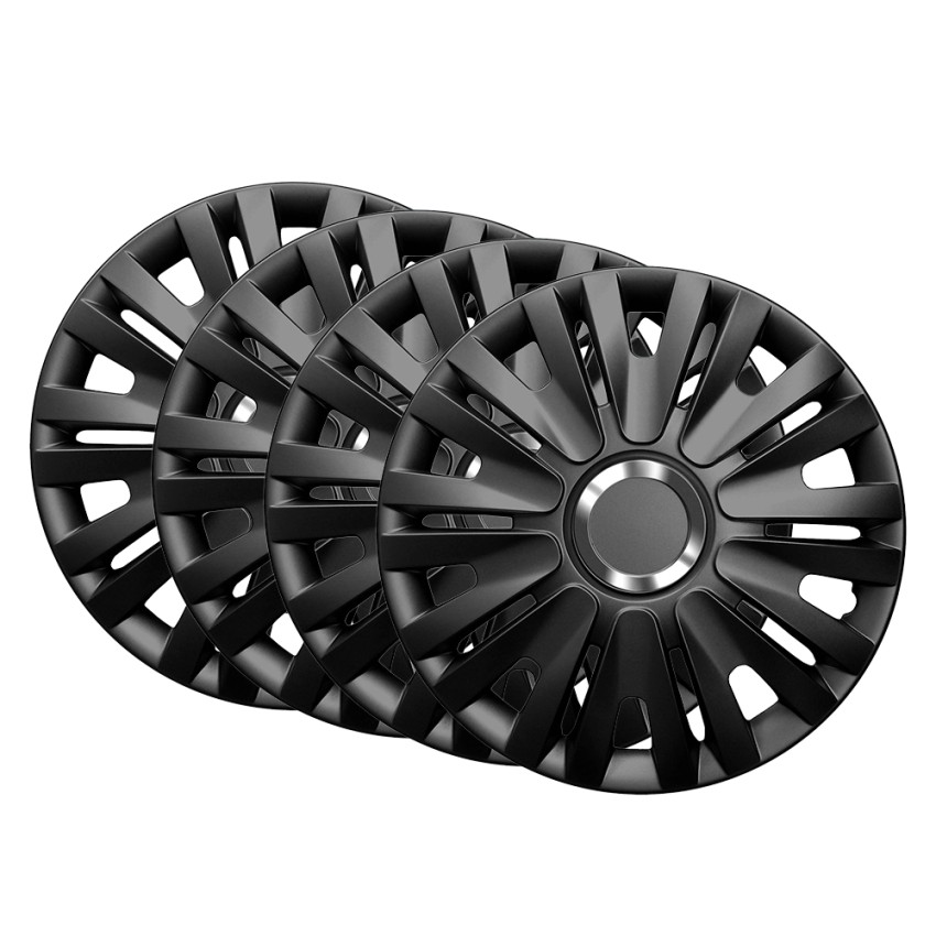 Conjunto de 4 capas de rodas universais 16'' em ABS cromado Topaz Black Conjunto de 4 capas de rodas universais 16'' em ABS cromado Topaz Black