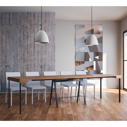 Mesa de jantar com console extensível em madeira 90x40-300cm Banco Oak