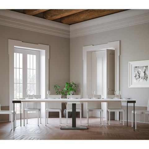 Mesa de Jantar Moderna Elegante 90x40-300cm Branca Extensível Capital Evolution Promoção