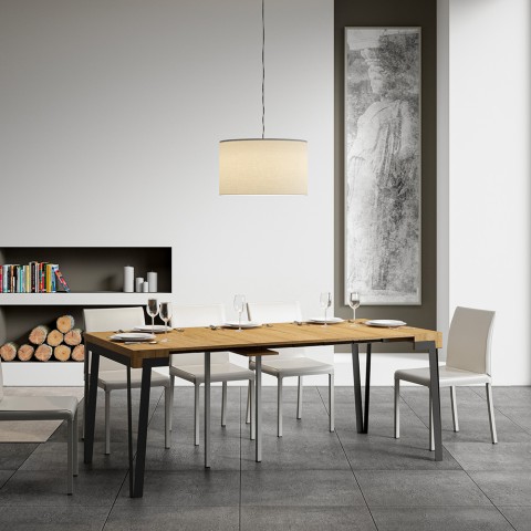 Consola de madeira com mesa de exterior extensível 90x40-190cm Dalia Small Nature