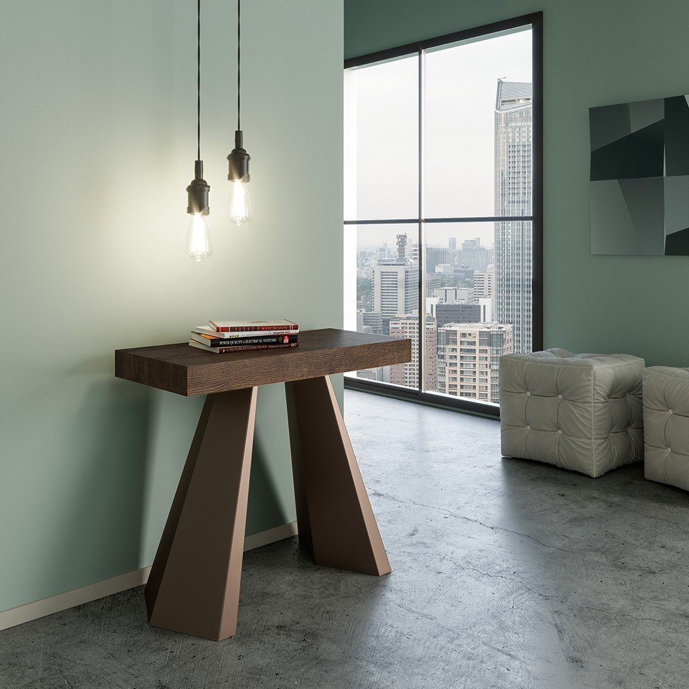 Mesa Extensível 90x40-300cm Madeira Moderna Diamante Noix