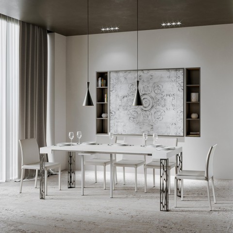 Mesa Branca Extensível Elegante Moderna 90x40-196cm Madeira Ghibli Small Promoção
