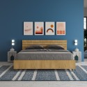 Cama Dupla de Madeira 160x190cm Moderna Elegante Durável Ankel I Oak Descontos