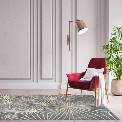 Design moderno de tapete em Relevo Sala de estar rectangular Opera Spider Grey