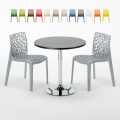 Conjunto de mesa Redonda de Café Preta c/2 Cadeiras 70x70 Cosmopolitan Promoção
