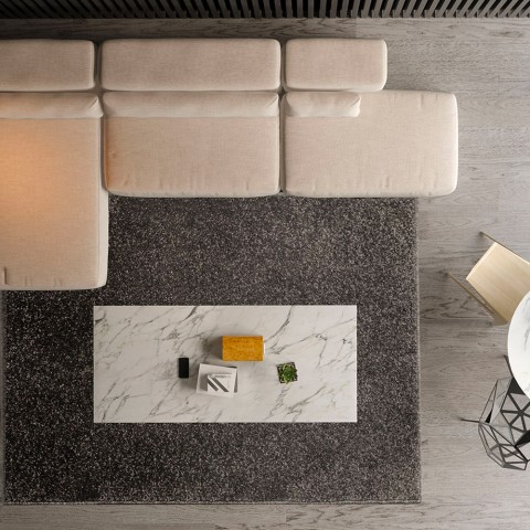 Tapete rectangular Design moderno Sala de estar de cores sólidas Trend Anthracite