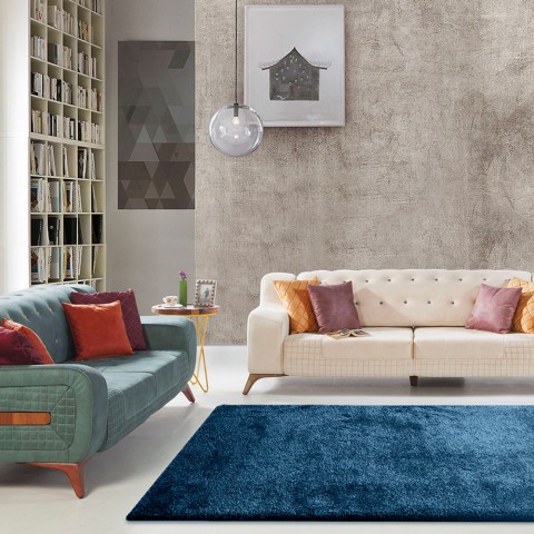 Tapete rectangular Design moderno Sala de estar de cores sólidas Trend Blue